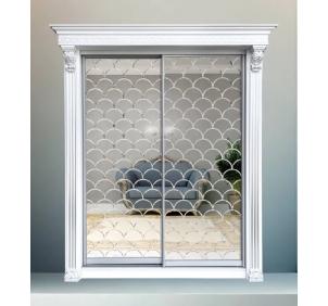 Шкаф-купе Классик 2-х дверный Чешуя 2 зеркала 1430мм Белый