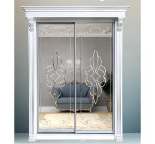 Шкаф-купе Классик 2-х дверный Орнамент 2 зеркала 2030мм Белый