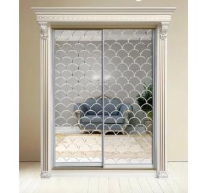 Шкаф-купе Классик 2-х дверный Чешуя 2 зеркала 2030мм Слоновая кость