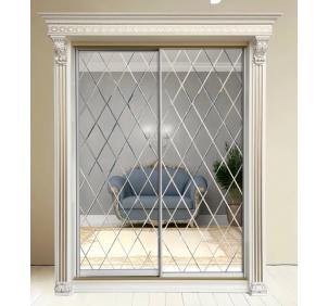 Шкаф-купе Классик 2-х дверный Ромб 2 зеркала 1730мм Слоновая кость