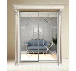 Шкаф-купе Классик 2-х дверный Геометрия 2 зеркала 1730мм Слоновая кость