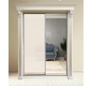 Шкаф-купе Классик 2-х дверный Лакобель 1 зеркало 2030мм Слоновая кость