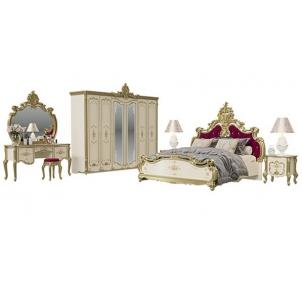 Спальня Шейх Слоновая кость/Золото 6-ти дв шкаф