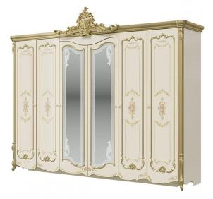 СШ 02 Шейх шкаф 6-и дверный Слоновая кость/Золото