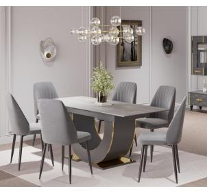 Гостиная Мария ГМР-09 Стол раскладной Графит с золотом