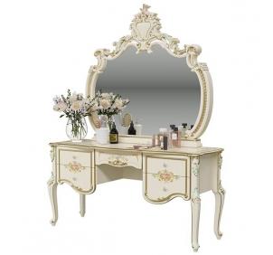 Шейх стол туалетный с зеркалом и пуфом СШ-05/06/07 Слоновая кость