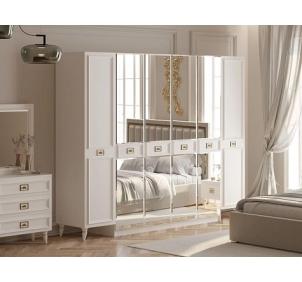 Виктория СВК-09 Шкаф 6-дверный Белый с серебром