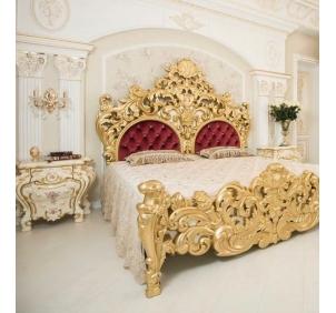 СБ-02 Кровать 180x200 Барокко Люкс слоновая кость Золото (каркас)