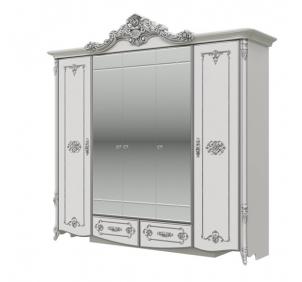 СДВ-01 Дольче Вита Шкаф 5-ти дв Белый глянец/серебро