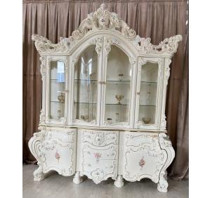 ГБ-04 Шкаф 4 дв ВИТРИНА БАРОККО ЛЮКС Слоновая кость