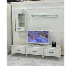 Гостиная Мария ГМР-04 Тумба для ТВ Белый с серебром