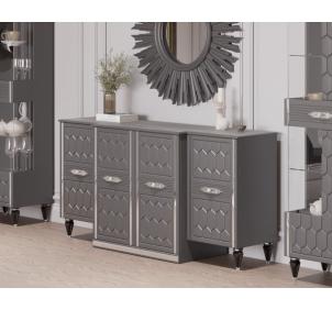 Гостиная Мария ГМР-07 Комод Графит с серебром