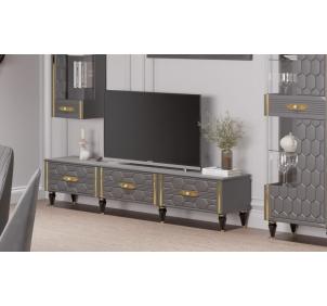 Гостиная Мария ГМР-04 Тумба для ТВ Графит с серебром