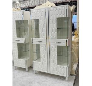 Гостиная Мария ГМР-03 Шкаф-витрина 2-х дверный Белый с серебром