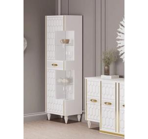 Гостиная Мария ГМР-01 Шкаф-витрина 1-но дверный Белый с золотом