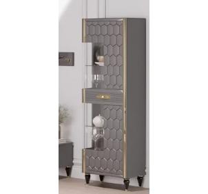 Гостиная Мария ГМР-01 Шкаф-витрина 1-но дверный Графит с золотом
