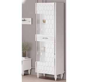 Гостиная Мария ГМР-01 Шкаф-витрина 1-но дверный Белый с серебром