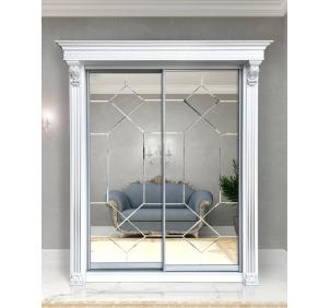 Шкаф-купе Классик 2-х дверный Геометрия 2 зеркала 1430мм Белый