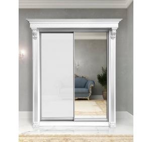 Шкаф-купе Классик 2-х дверный Лакобель 1 зеркало 1430мм Белый