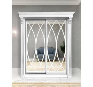 Шкаф-купе Классик 2-х дверный Овал 2 зеркала 1430мм Белый