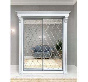 Шкаф-купе Классик 2-х дверный Ромб 2 зеркала 1430мм Белый