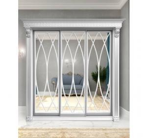 Шкаф-купе Классик 3-х дверный Овал 3 зеркала 2380 мм Белый