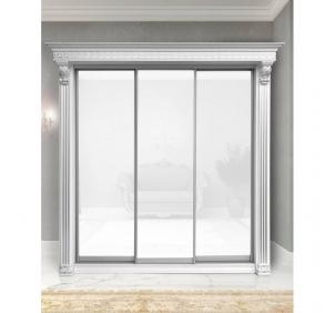 Шкаф-купе Классик 3-х дверный Лакобель глухой 2380 мм Белый