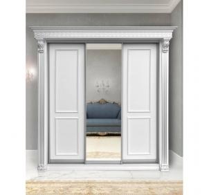 Шкаф-купе Классик 3-х дверный 2 рамки 1 зеркало 2380 мм Белый