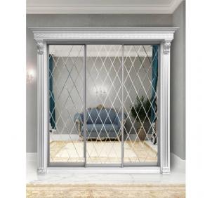 Шкаф-купе Классик 3-х дверный Ромб 3 зеркала 2380 мм Белый