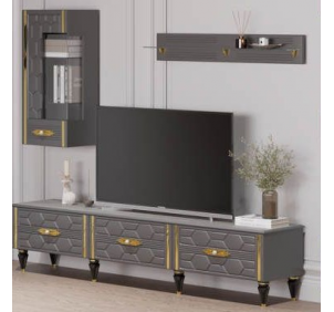 Тумба ТВ (сер.-зол.), гостиная "Мария"