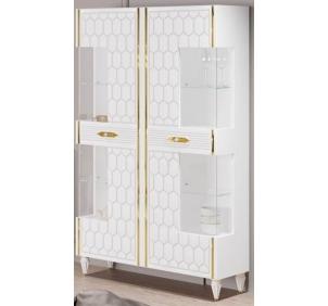 Шкаф 2-дверный (бел.-зол.), гостиная "Мария"