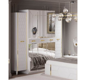 Шкаф 5-дверный (бел.-зол.) спальня "Мария"