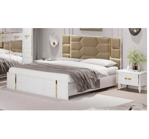 Кровать сп/м 1,8м (бел.-зол.) спальня "Мария"