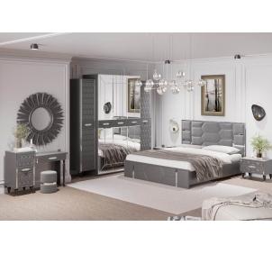 Комплект (сер.-сереб.) 5-дв. шк, кровать 1,6м, спальня "Мария"