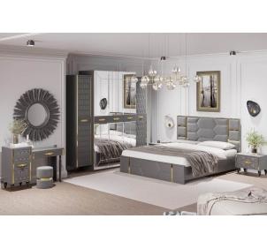 Комплект (сер.-зол.) 5-дв. шк, кровать 1,6м, спальня "Мария"