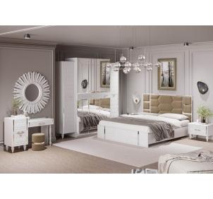 Комплект (бел.-сер.) 5-дв. шк, кровать 1,6м, спальня "Мария"