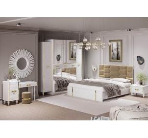 Комплект (бел.-зол.) 5-дв. шк, кровать 1,6 м, спальня "Мария"