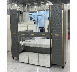 Шкаф 5-дверный (сер.-зол.) спальня "Мария"