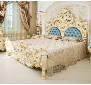 Кровать спальни "Барокко" слоновая кость
