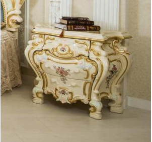 Тумба прикроватная спальня "Барокко" слоновая кость + золото