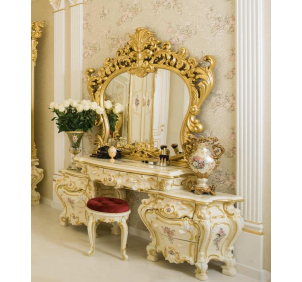 Стол туалетный "Барокко" слоновая кость + золото