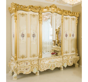 Шкаф 6-ти дв. спальня "Барокко" слоновая кость + золото