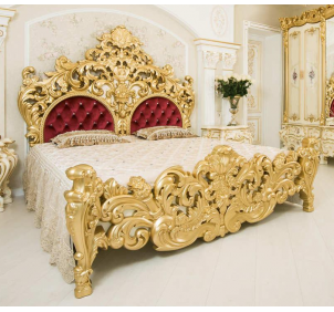 Кровать спальни "Барокко" слоновая кость+ золото