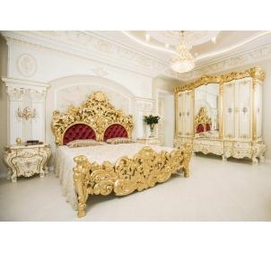 Комплект спальни "Барокко" с 6 дв. шк Слоновая кость + золото