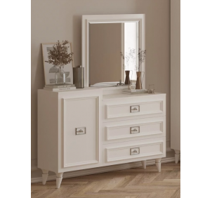 Стол туалетный (комод) (бел.-сереб.) спальня "Виктория"