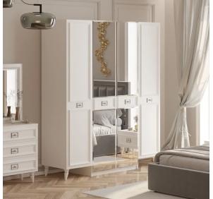 Шкаф 4-дверный (бел.-сереб.) спальня "Виктория"
