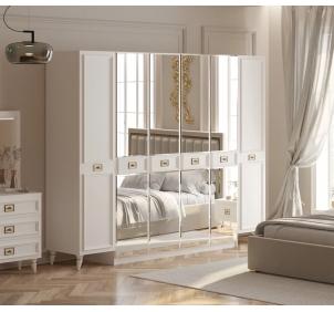 Шкаф 6-дверный (бел.-зол.) спальня "Виктория"