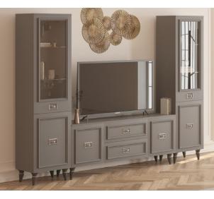 Гостиная Виктория 1+тв+1 серый /золото