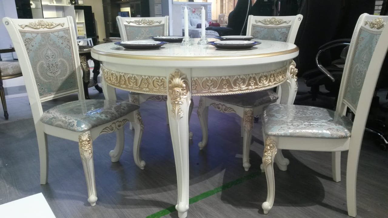 Стол Вивьен круглый 100 (нога Роза) крем