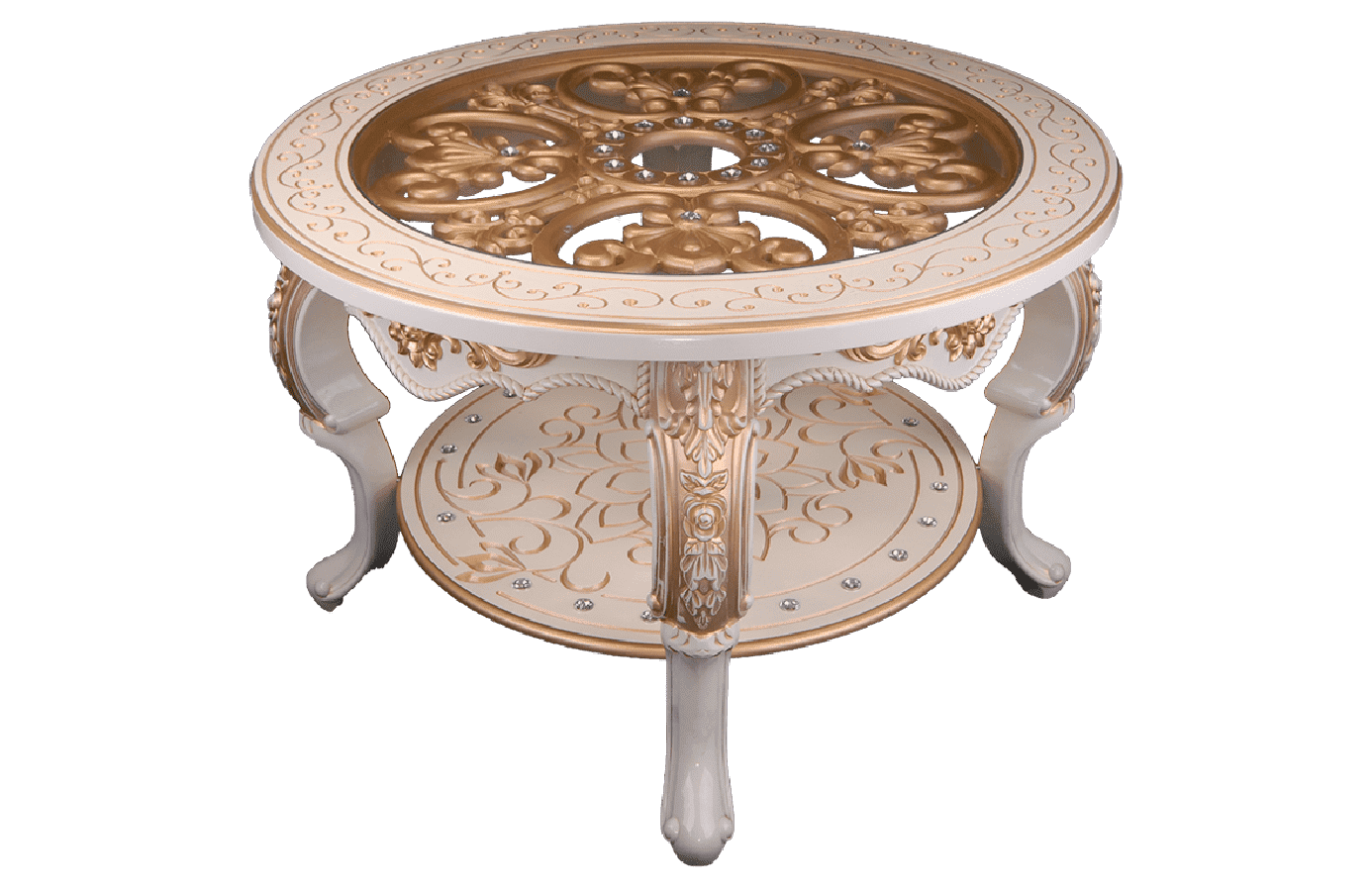 Стол журнальный Версаль круглый стекло крем